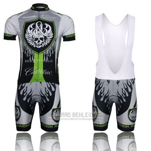 2013 Fahrradbekleidung Rock Racing Shwarz und Grun Trikot Kurzarm und Tragerhose - zum Schließen ins Bild klicken